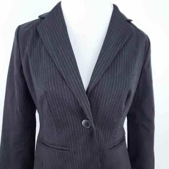 Apt. 9 Blazer Stripe Gray Women Size 6 One Button Career Jacket Blazer Lined - Picture 6 of 10